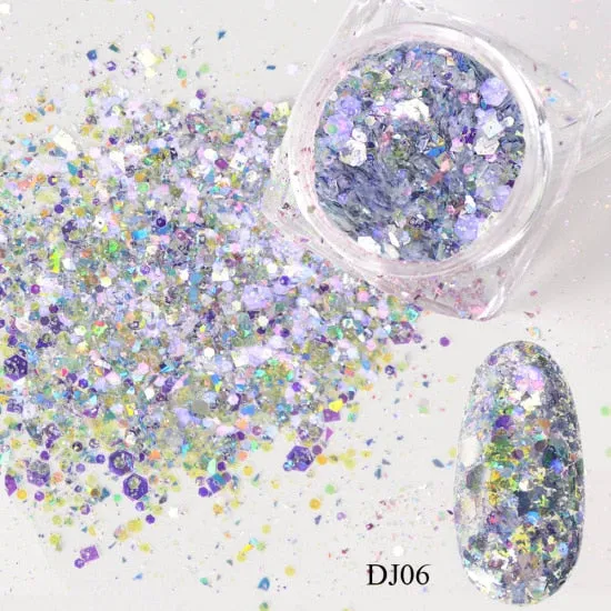 1 Box Nail Mermaid Glitter Flakes Sparkly 3D Hexagon Colorful Sequins Spangles Polish Manicure Nails Art Decorations TRDJ01-12