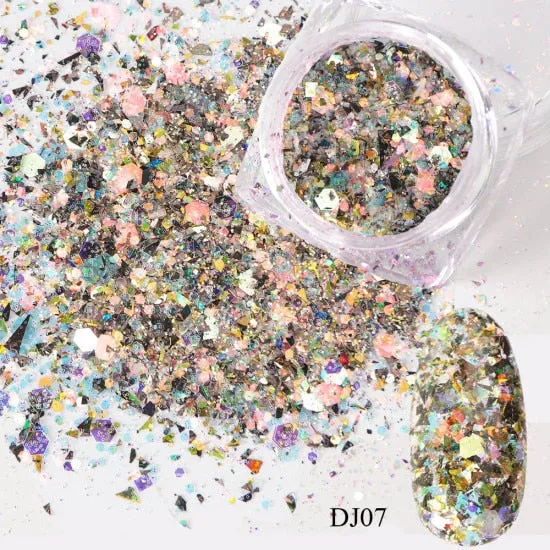 1 Box Nail Mermaid Glitter Flakes Sparkly 3D Hexagon Colorful Sequins Spangles Polish Manicure Nails Art Decorations TRDJ01-12