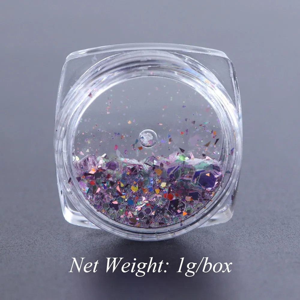 1 Box Nail Mermaid Glitter Flakes Sparkly 3D Hexagon Colorful Sequins Spangles Polish Manicure Nails Art Decorations TRDJ01-12