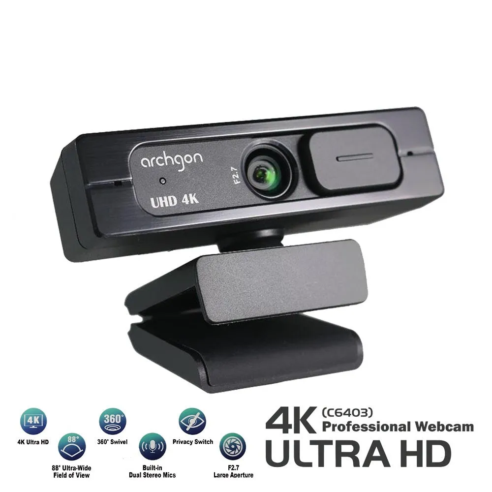 Archgon 4K Ultra HD Professional Webcam (C6403)