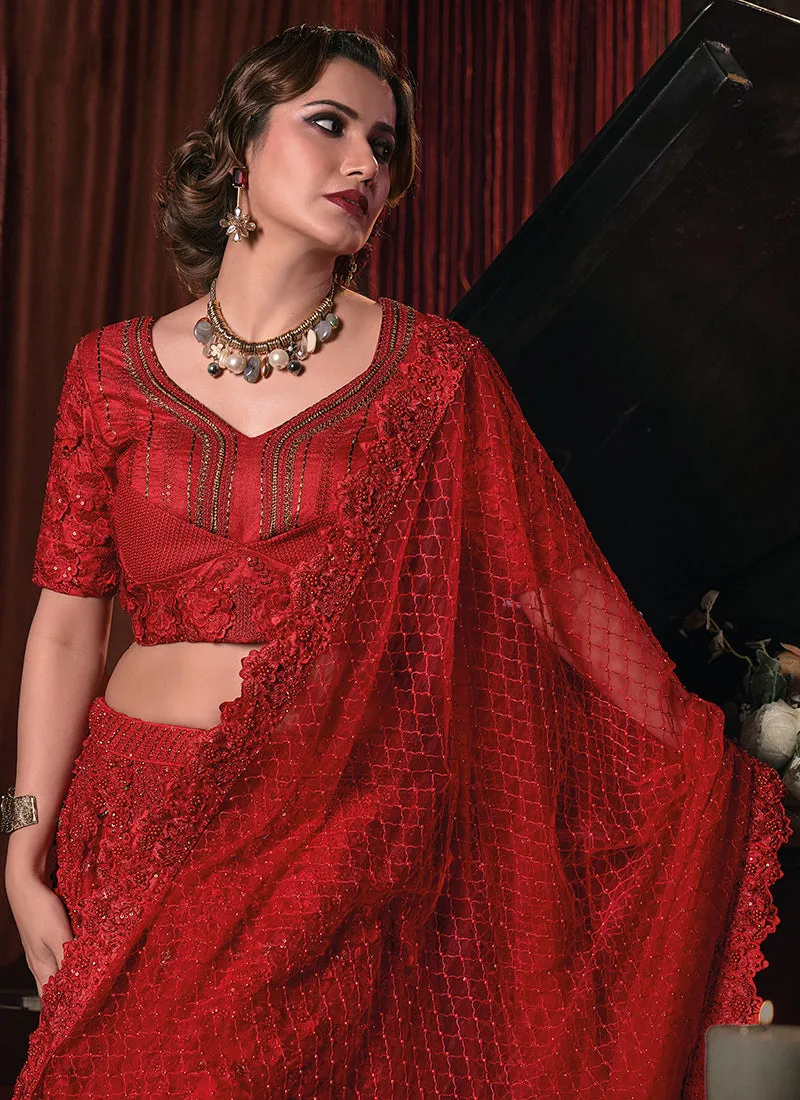 Bridal Red Appliqué Embroidery Lehenga Choli