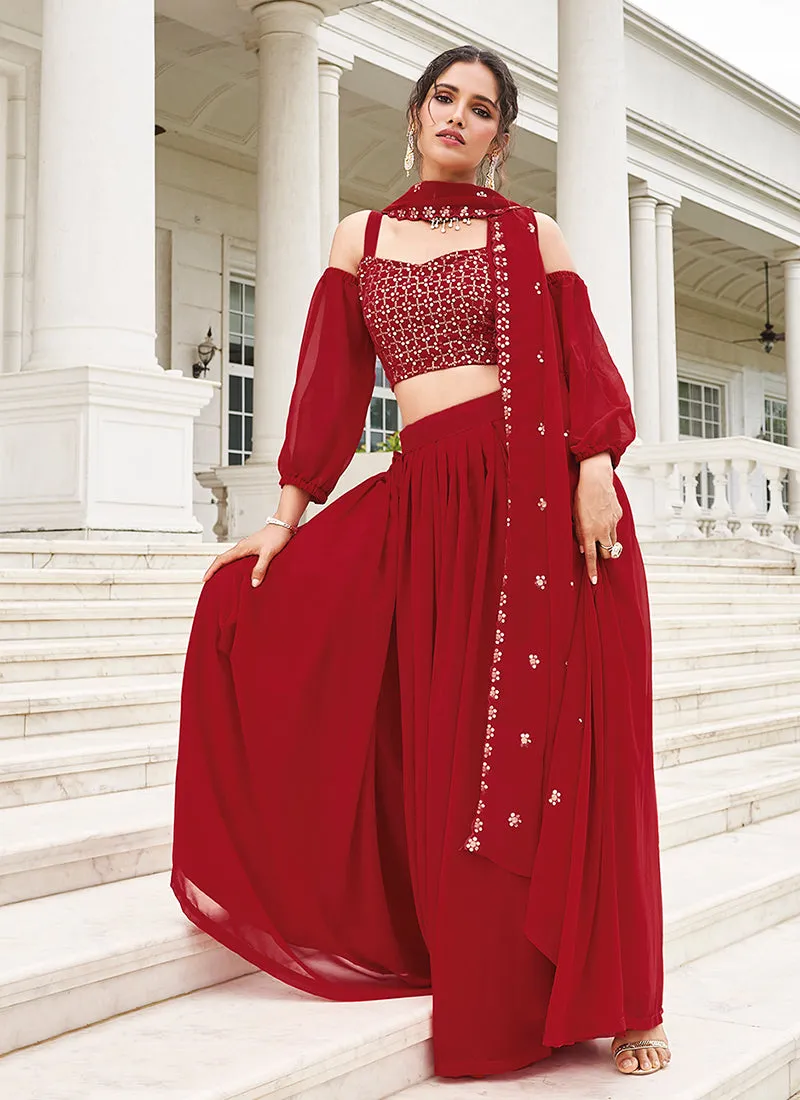 Bridal Red Sequence Embroidery Festive Lehenga Choli