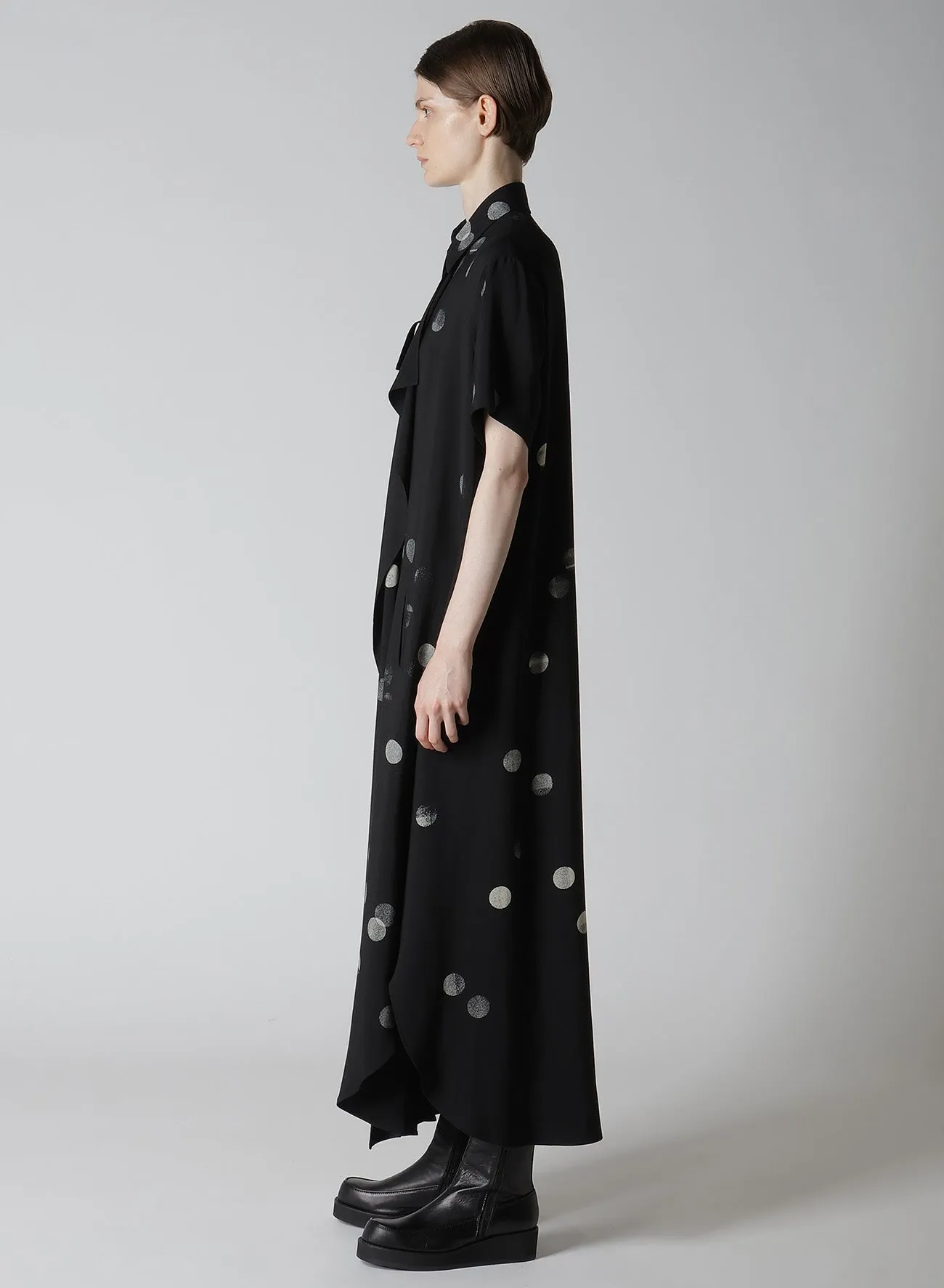 CU/RY GABARDINE DOT LEFT CLOTH DRESS