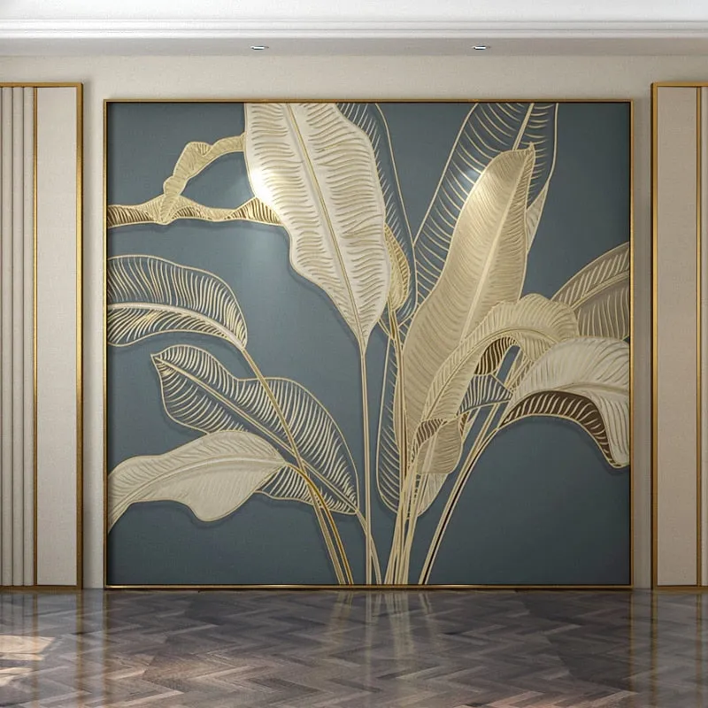 Custom Mural Wallpaper Retro Golden Banana Leaf (㎡)