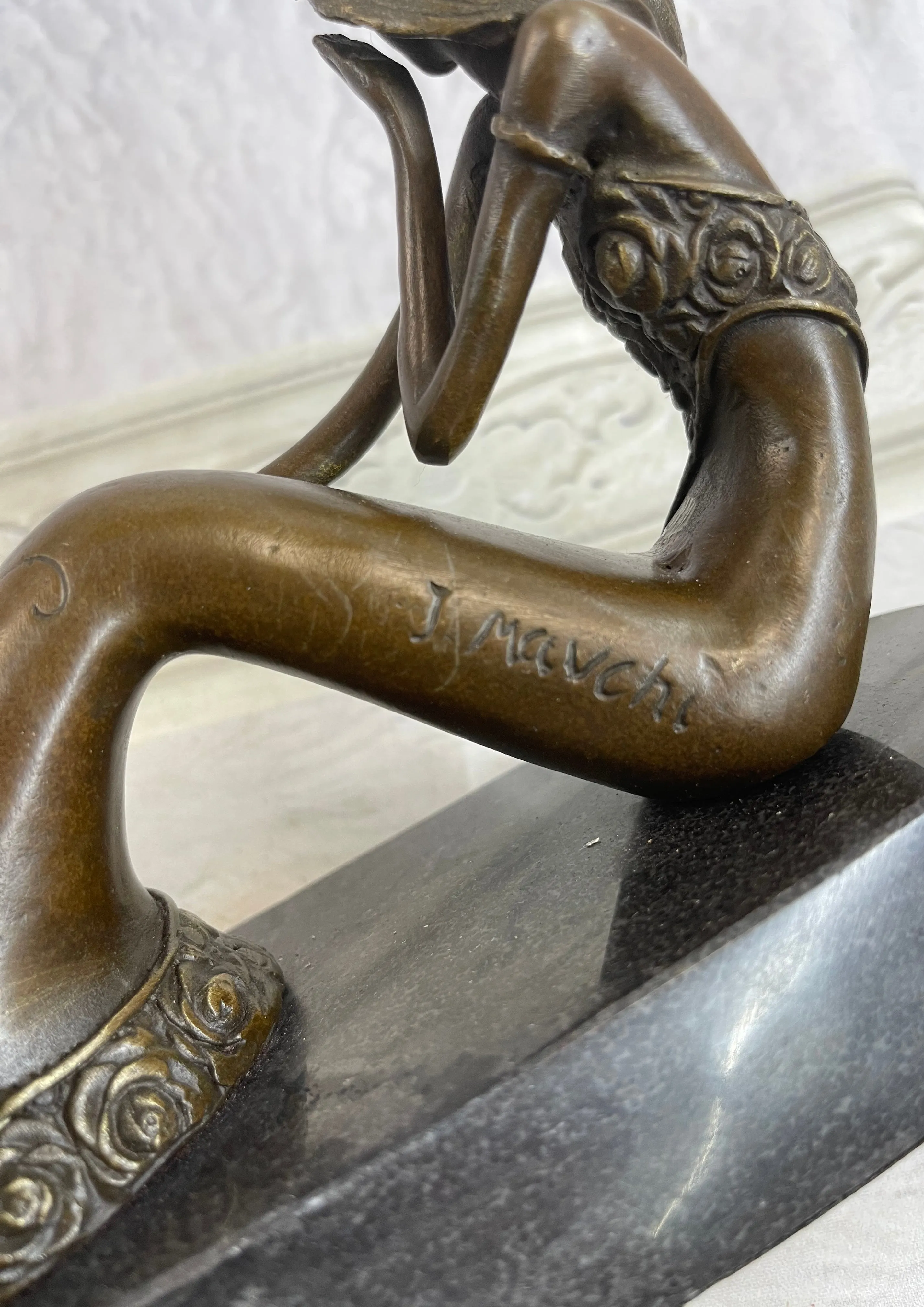 Dreamy Sitting Mermaid Bronze Finish 9.5" Large Sculpture Figure Brown Decorative