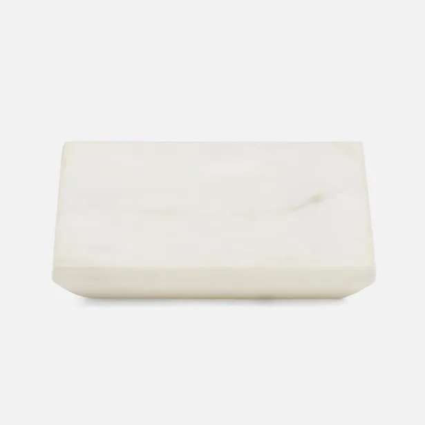 Elyria White Marble Square Tray Set