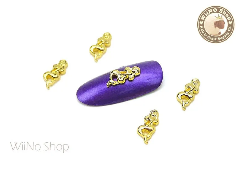 Gold Mermaid Nail Metal Charm - 2 pcs (MM03G)