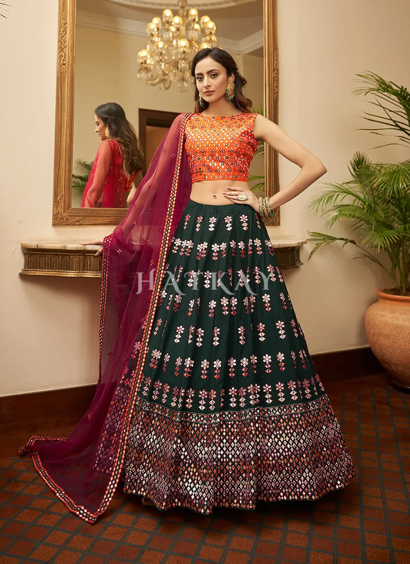 Green Gota Patti Embroidered Georgette Lehenga Choli