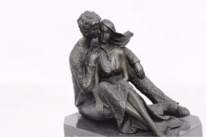 Hand Made Museum Quality Classic Modern Art Man & His Girl Friend Bronze Statue