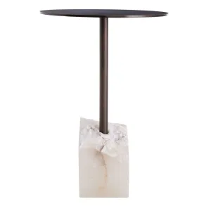 Jane Accent Table Bronze and White Alabaster