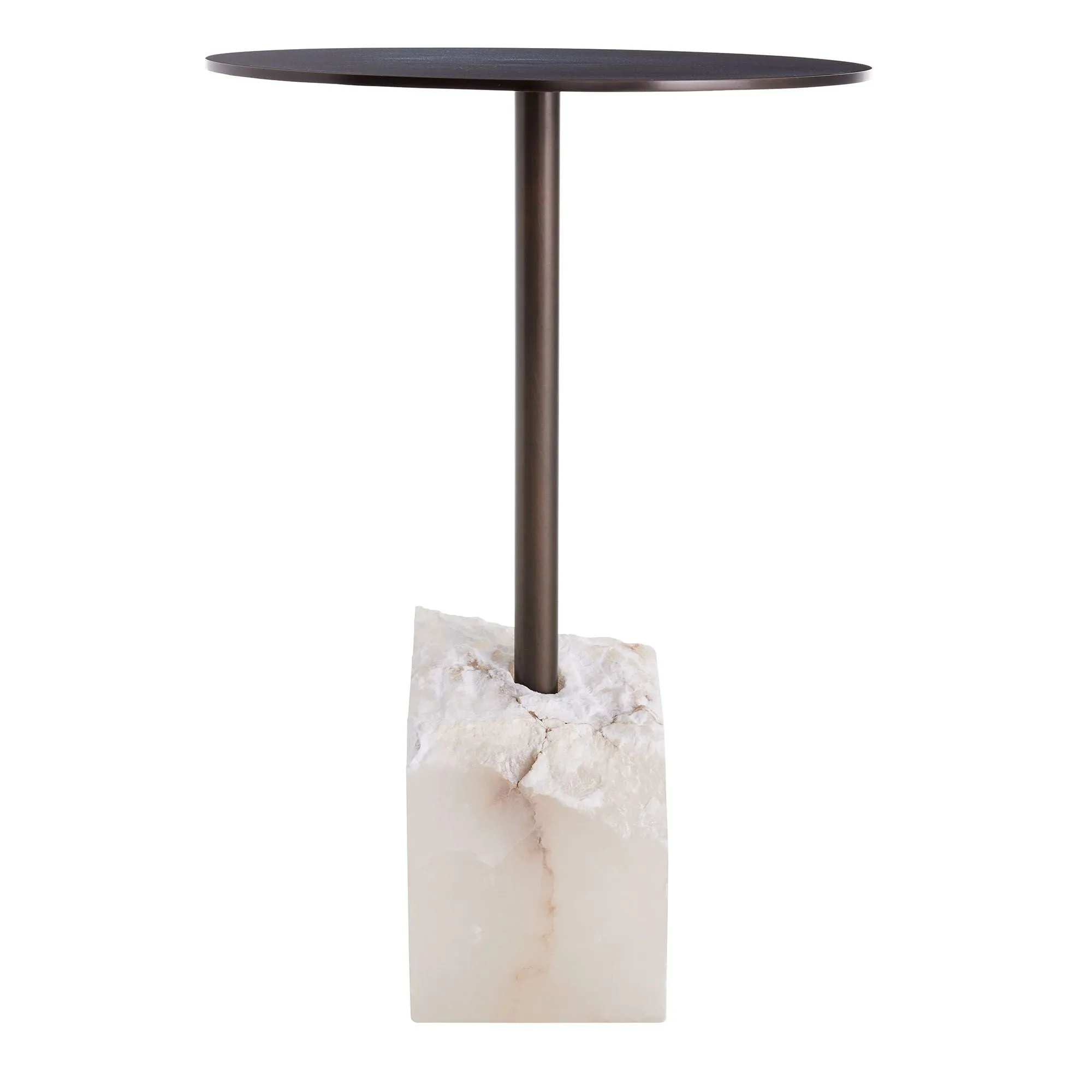 Jane Accent Table Bronze and White Alabaster