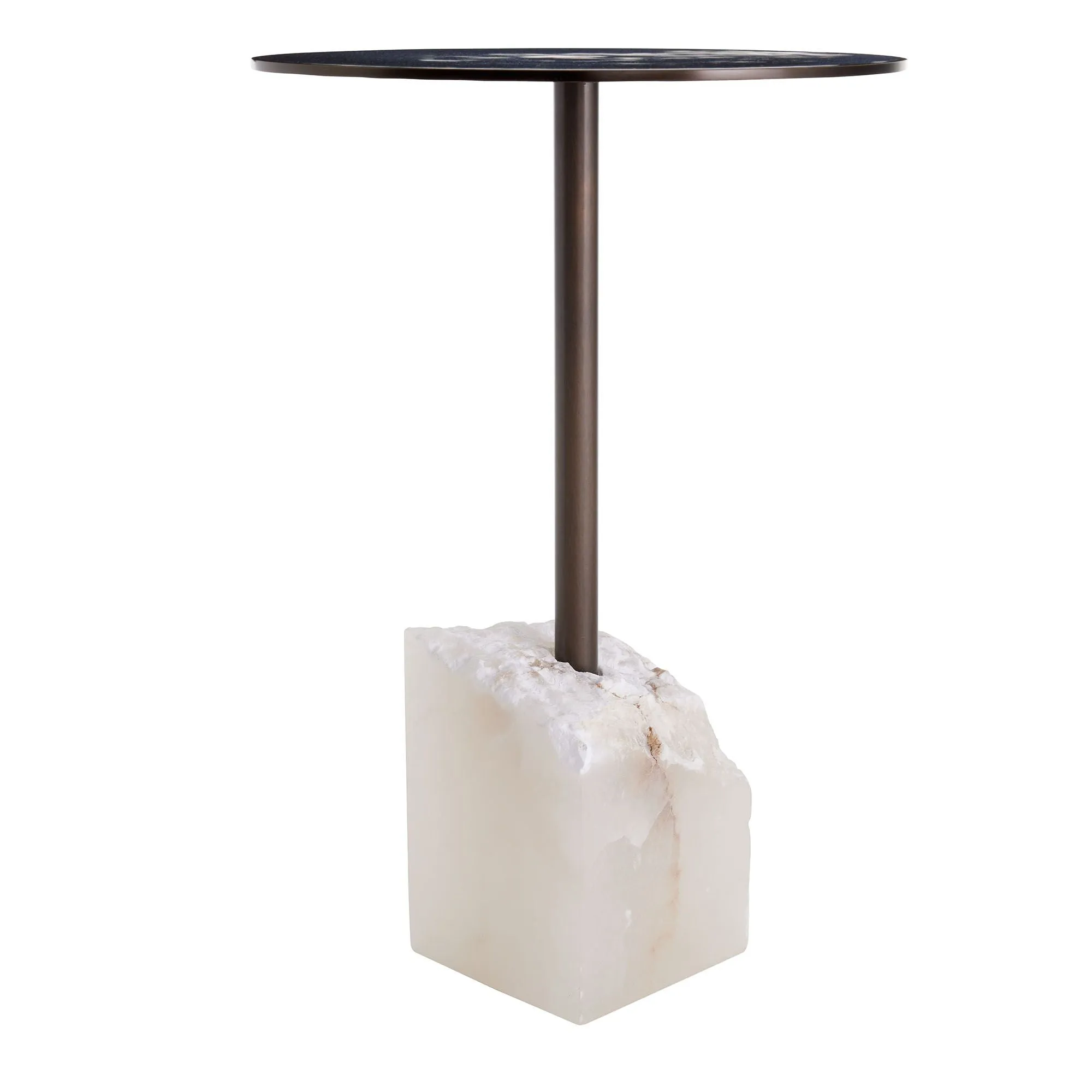 Jane Accent Table Bronze and White Alabaster