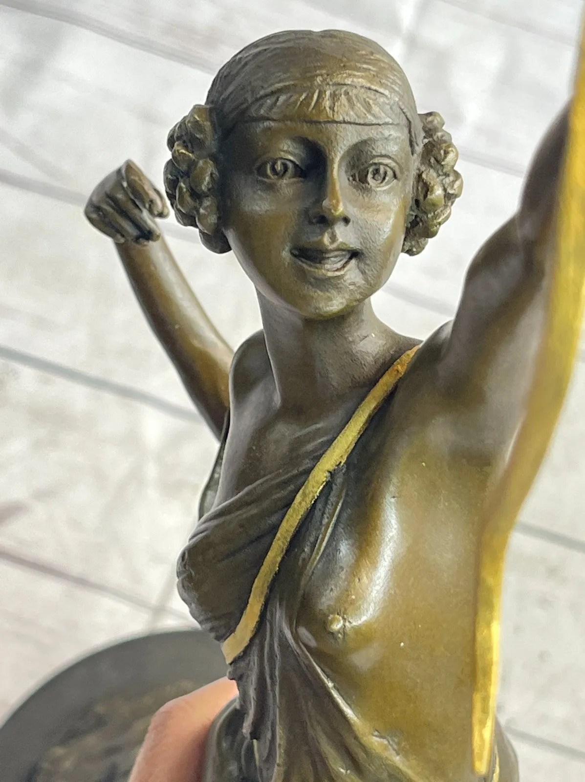 Large Vintage Sculpture French "Le Faguays" Bronze Statue Goddess DIANA Nude