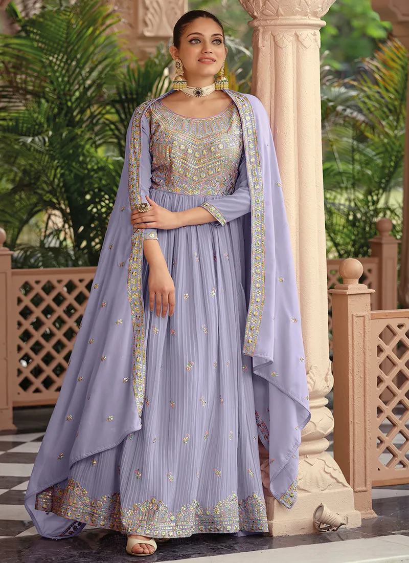 Lavender Multi Embroidery Festive Anarkali Suit