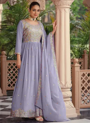 Lavender Multi Embroidery Festive Anarkali Suit