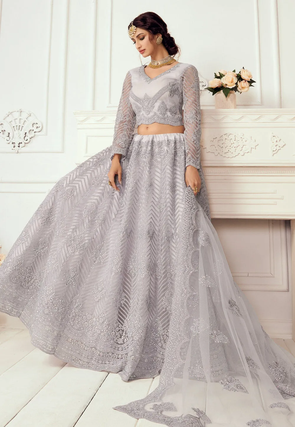 Lilac Purple Designer Wedding Lehenga Choli