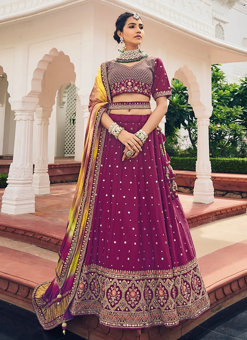 Magenta Multi Embroidery Festive Lehenga Choli