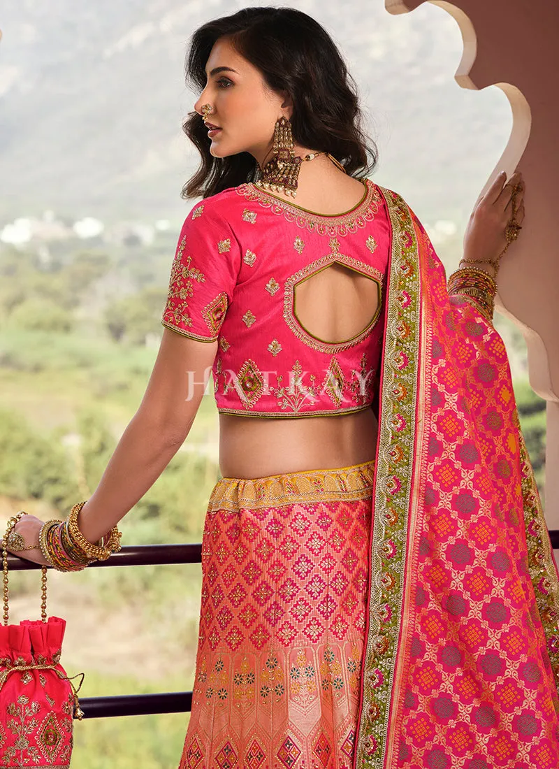 Magenta Multi Traditional Embroidered Wedding Lehenga Choli