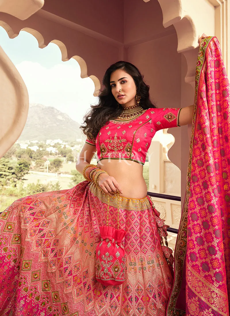 Magenta Multi Traditional Embroidered Wedding Lehenga Choli