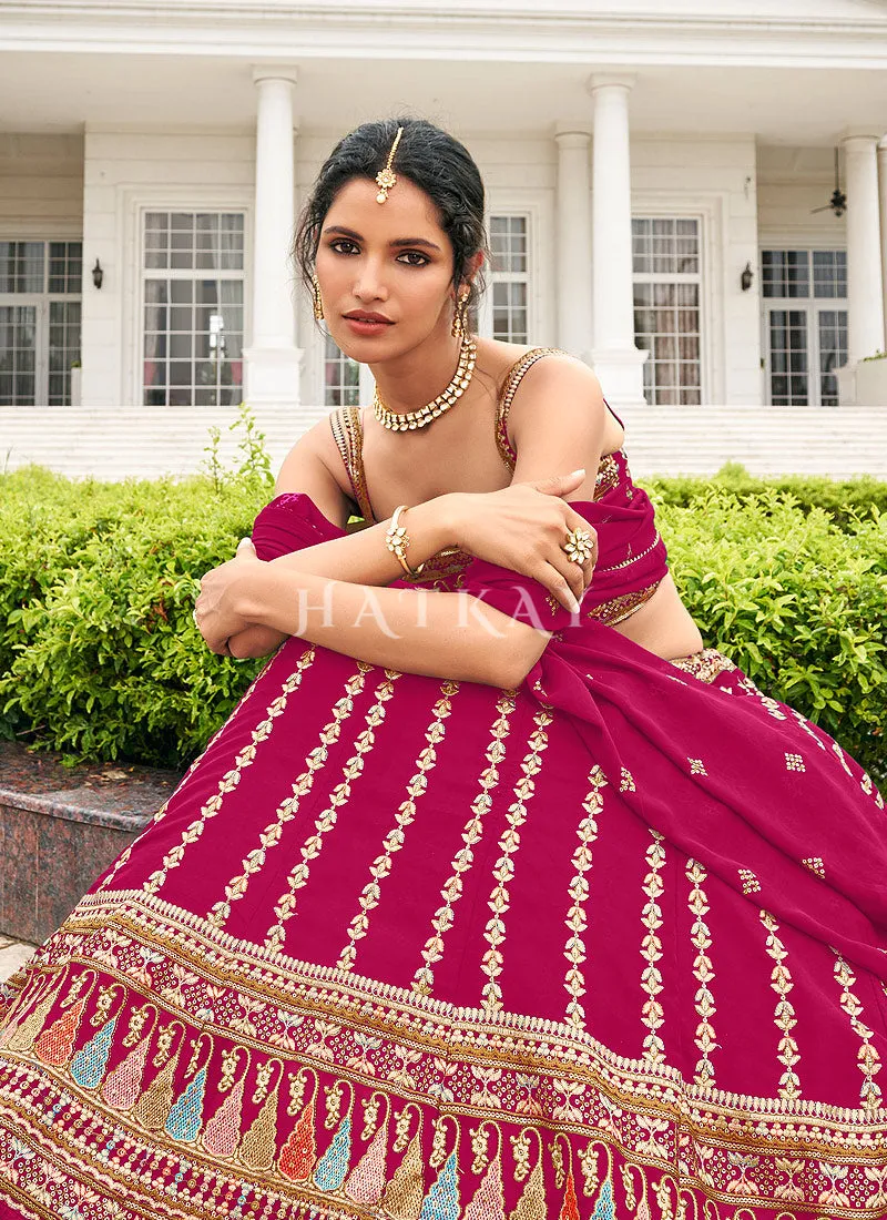 Magenta Traditional Zari Embroidered Lehenga Choli