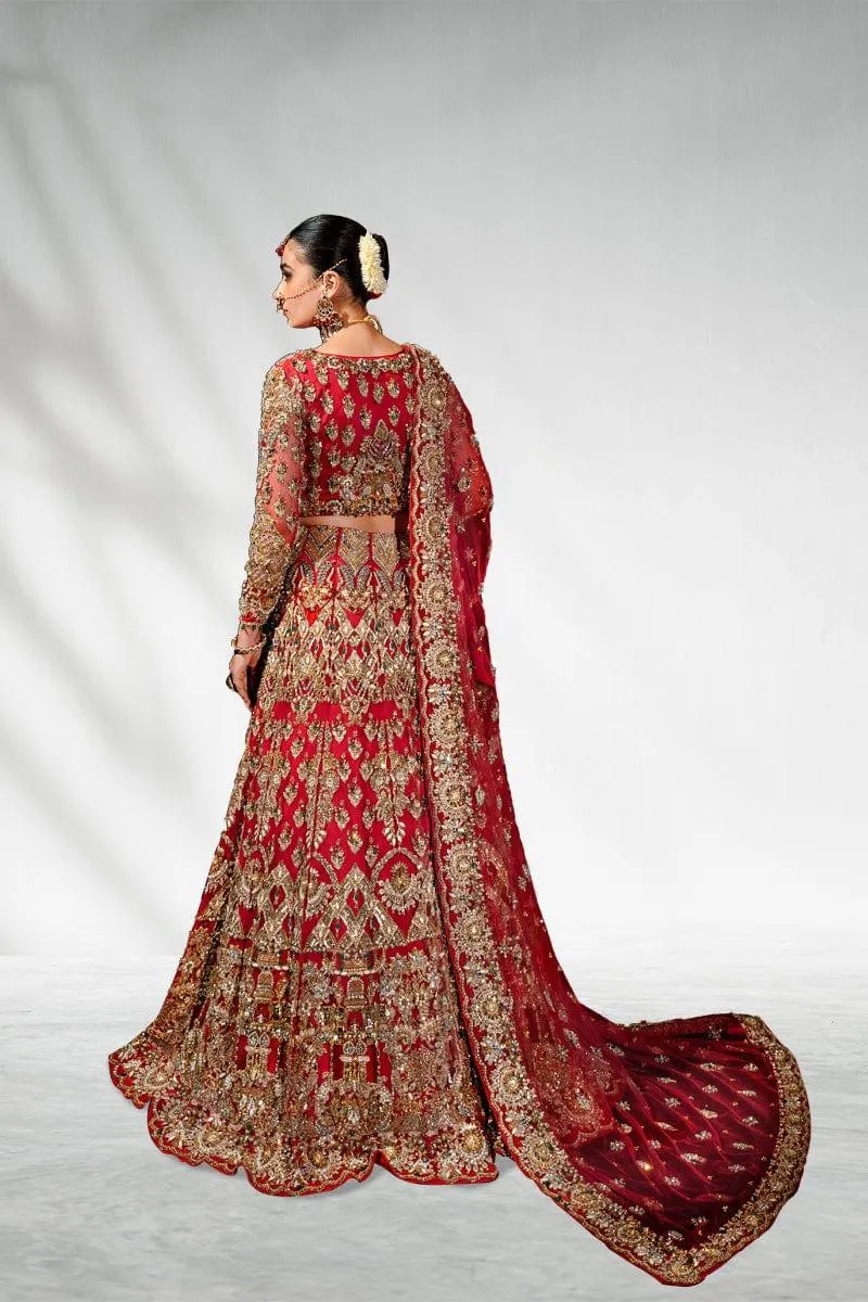 Malook - Hoor - Red - Net Choli - Lehenga - 3 Piece