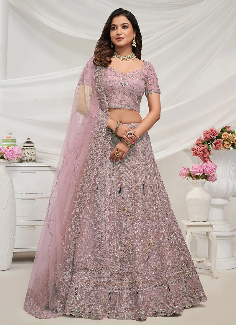 Mauve Purple Multi Embroidery Wedding Style Lehenga Choli