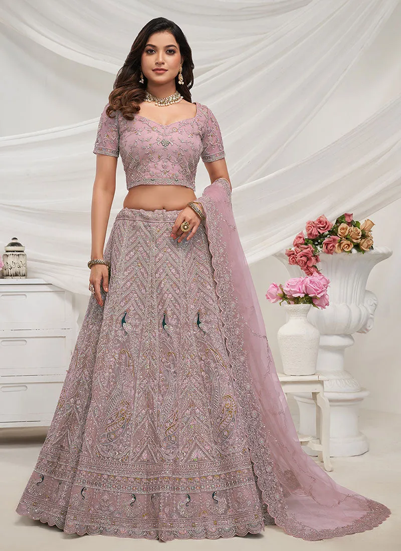 Mauve Purple Multi Embroidery Wedding Style Lehenga Choli