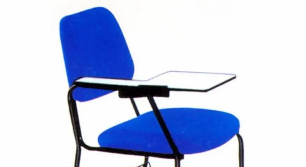 Modern Study Chair in Metal Frame Legs with Wooden Writing Pad