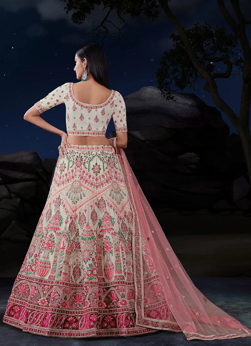 Off White Multi Embroidery Designer Wedding Lehenga Choli