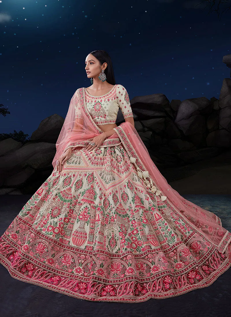 Off White Multi Embroidery Designer Wedding Lehenga Choli