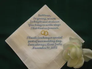 Personalized wedding handkerchief for the Ring Bearer, 135S