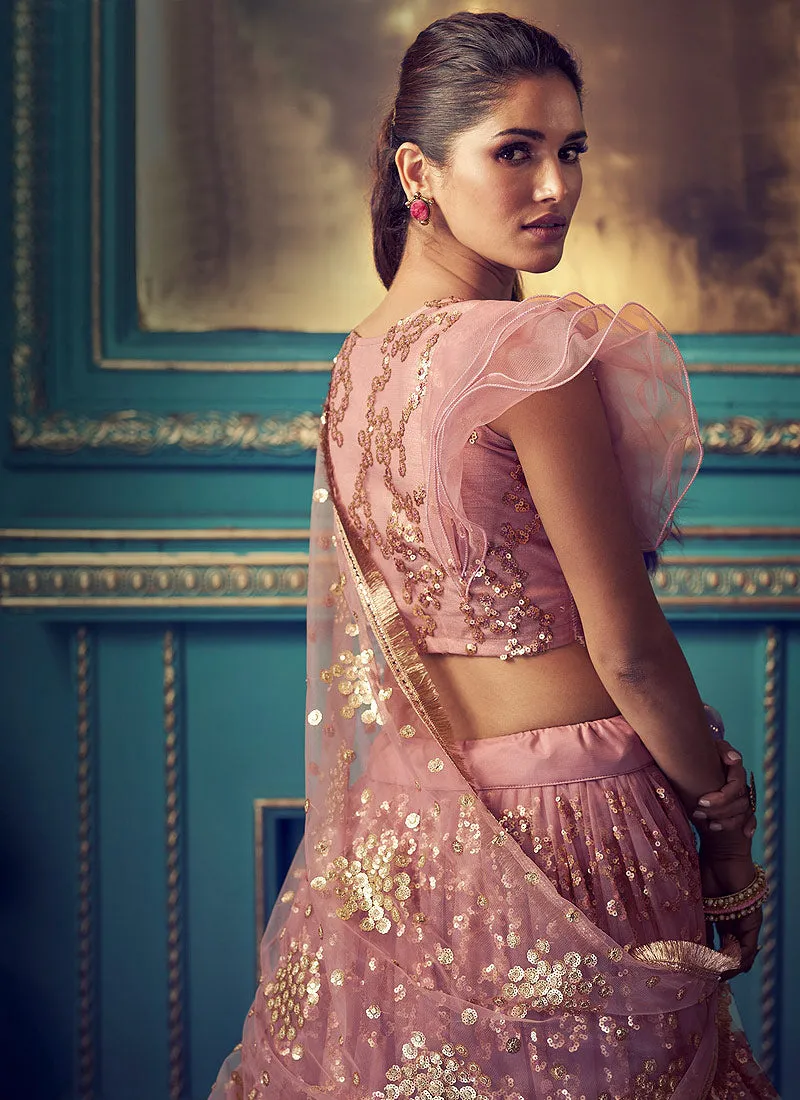 Pink And Gold Indo Western Lehenga Choli