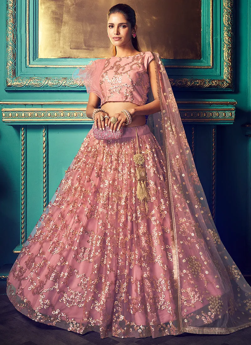 Pink And Gold Indo Western Lehenga Choli