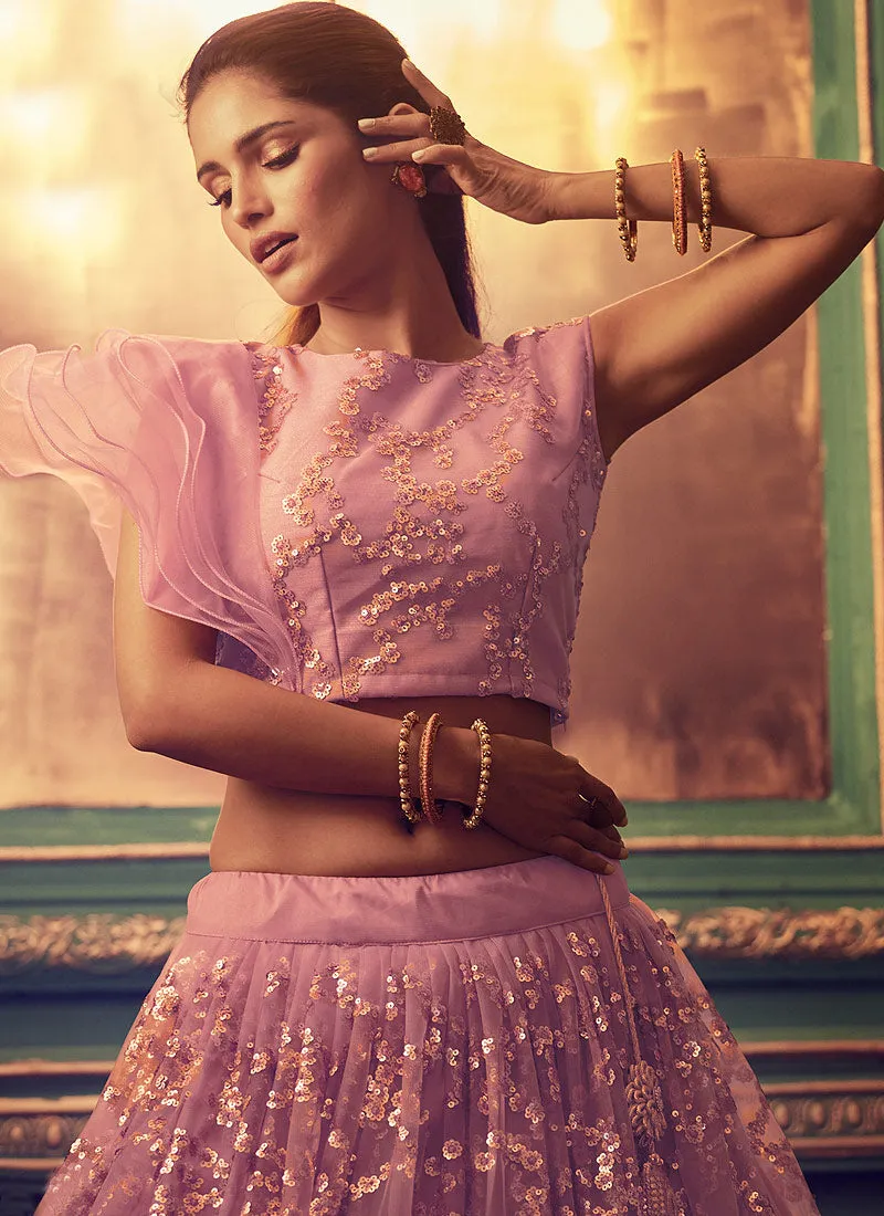 Pink And Gold Indo Western Lehenga Choli