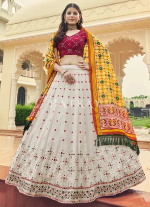 Pink And White Sequence Embroidery Lehenga Choli