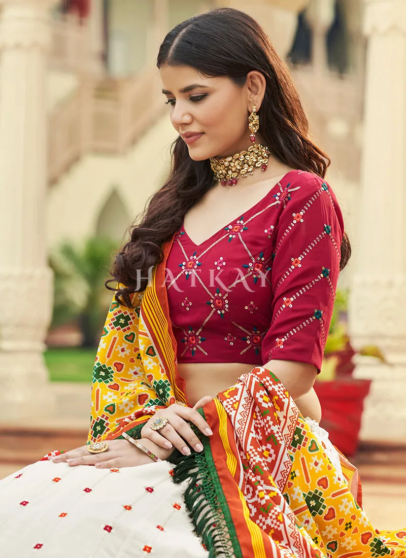 Pink And White Sequence Embroidery Lehenga Choli