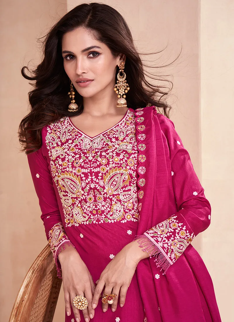 Pink Multi Sequence Embroidery Traditional Gharara Suit