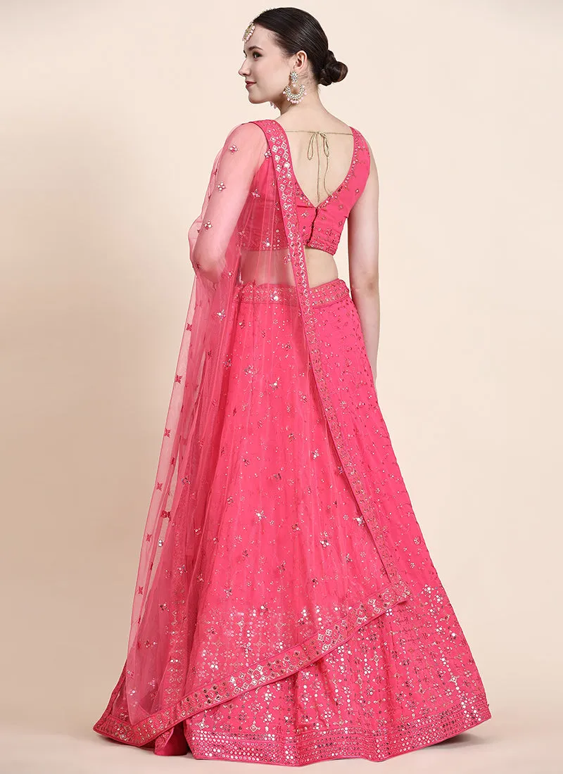 Pink Sequence Embroidery Designer Wedding Lehenga Choli