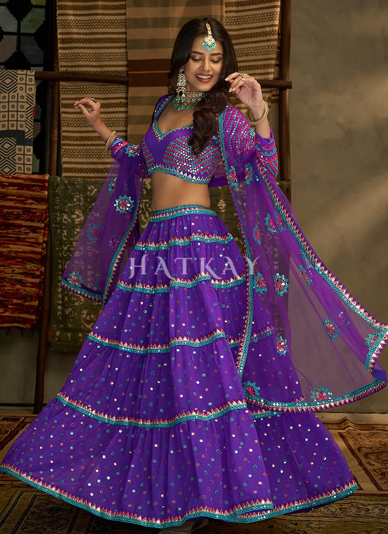 Purple Embroidery Traditional Georgette Lehenga Choli