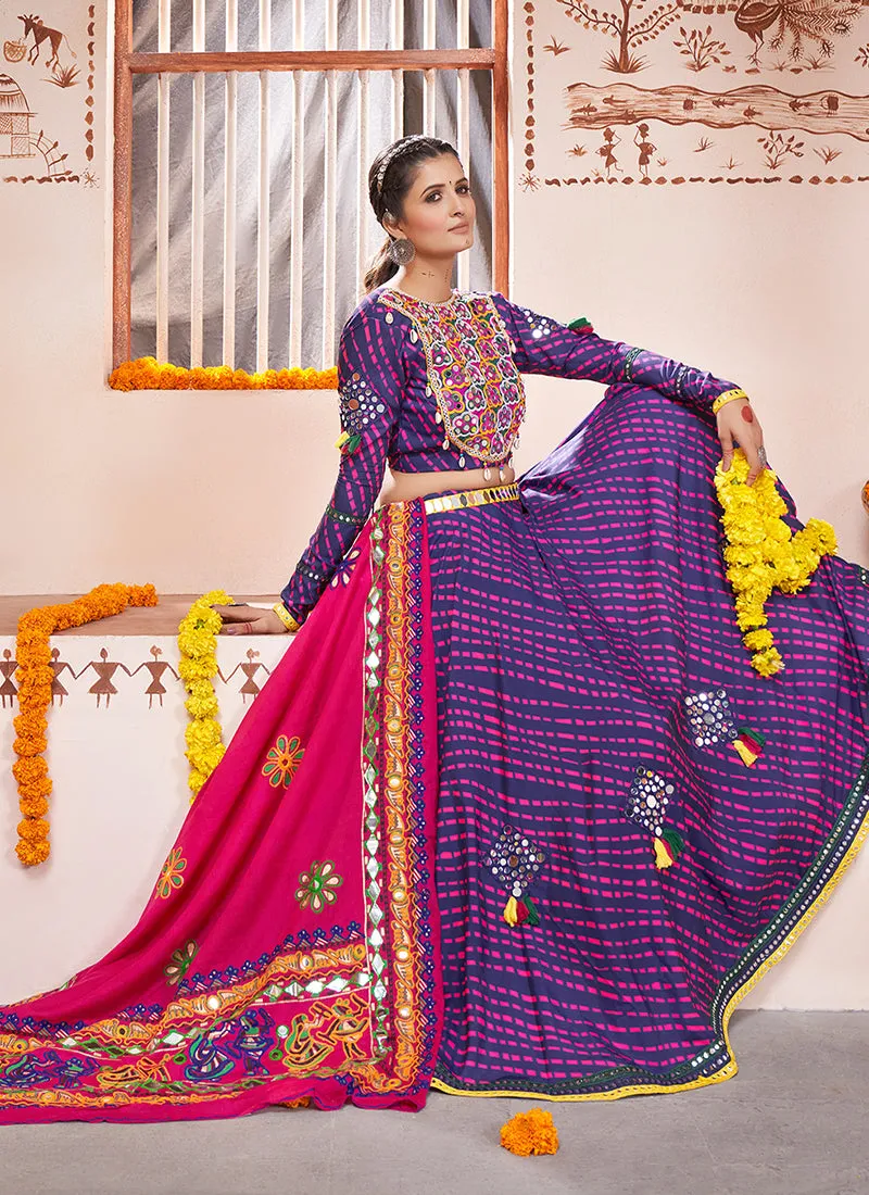 Purple Kutchi Embroidered Rajwadi Chaniya Choli