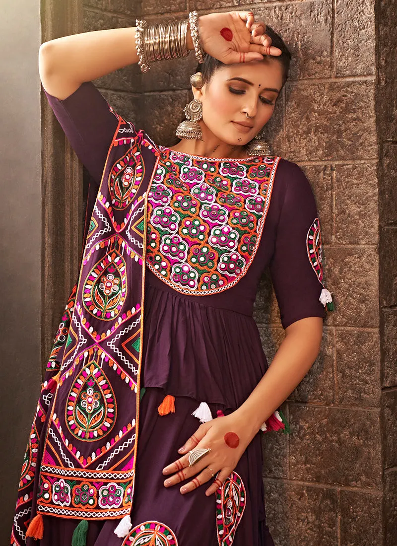 Purple Multi Kutchi Embroidered Rajwadi Chaniya Choli