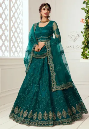 Rama Green Wedding Lehenga Choli