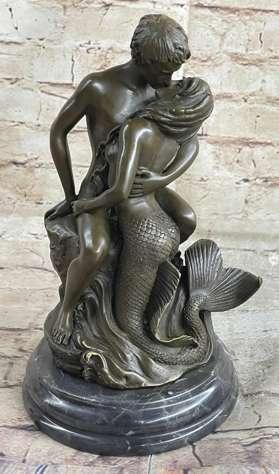 Rare Original Aldo Vitaleh Bronze Sculpture Mermaid Collectible Nude Statue Gift