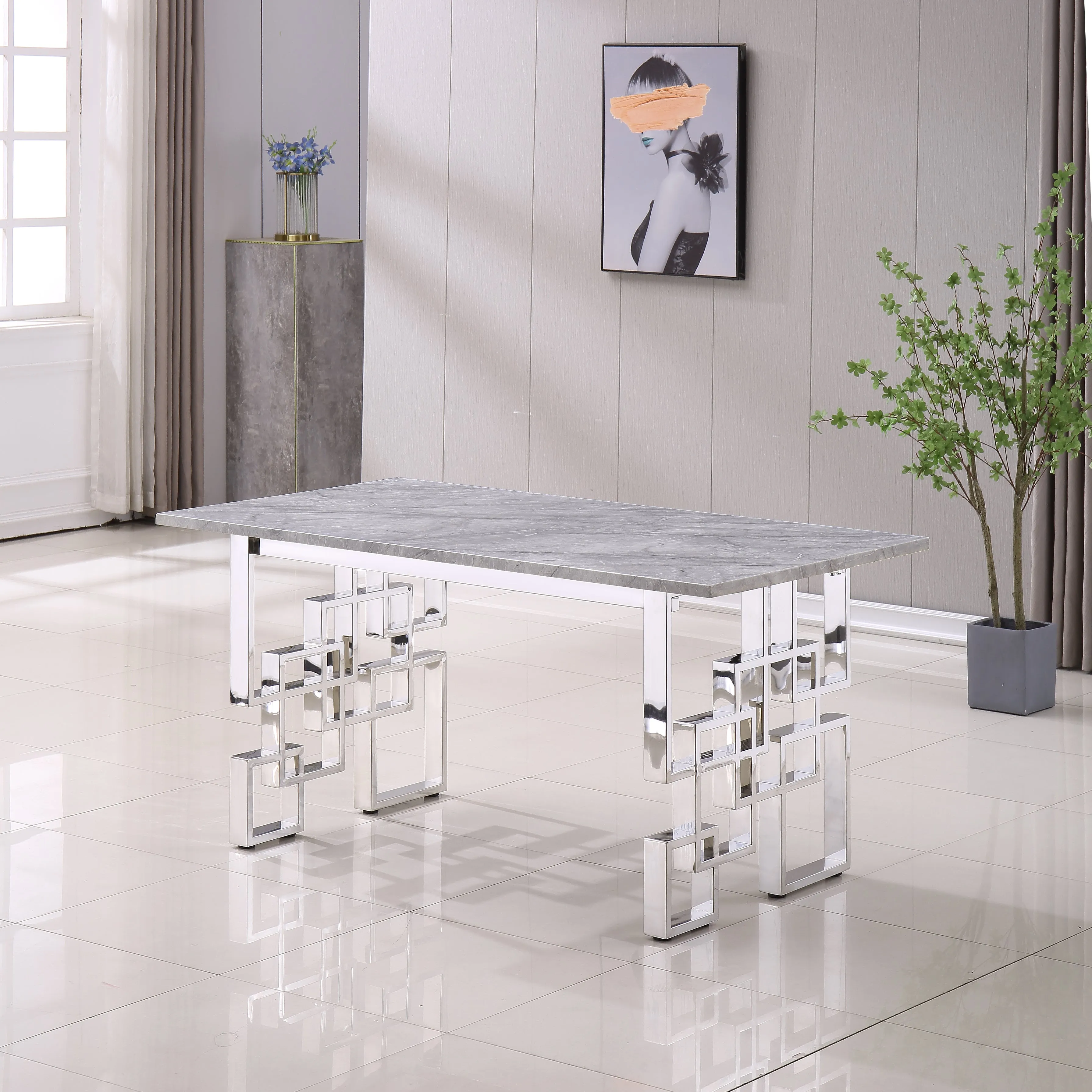 RDT213 Rectangular Marble Dining Table