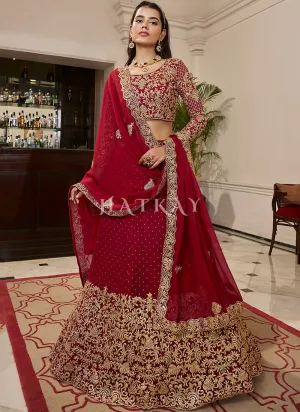 Red Georgette Embroidery Wedding Lehenga Choli