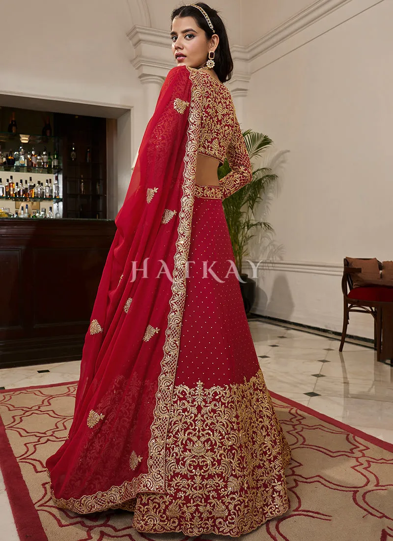 Red Georgette Embroidery Wedding Lehenga Choli