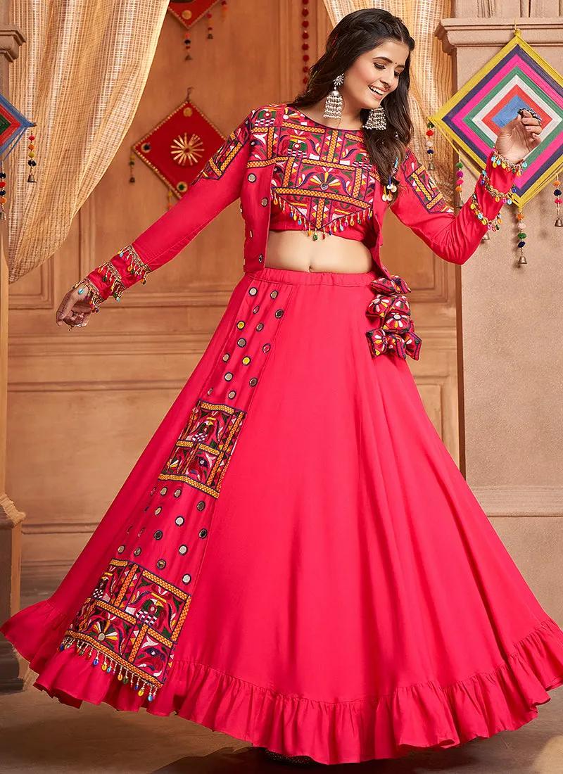 Red Multi Kutchi Embroidered Rajwadi Chaniya Choli