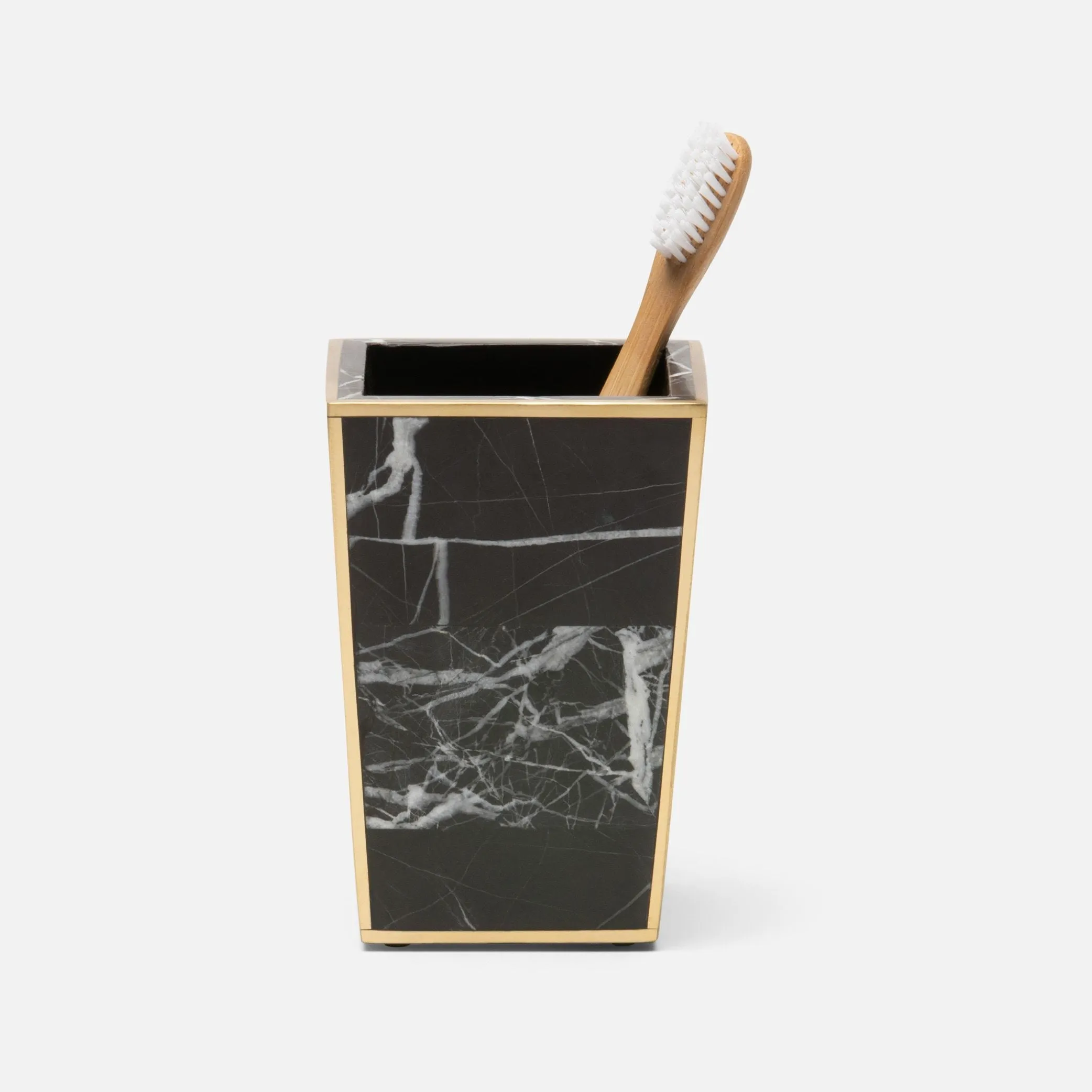 Rhodes Toothbrush Holder Nero Marble and Brass Metal