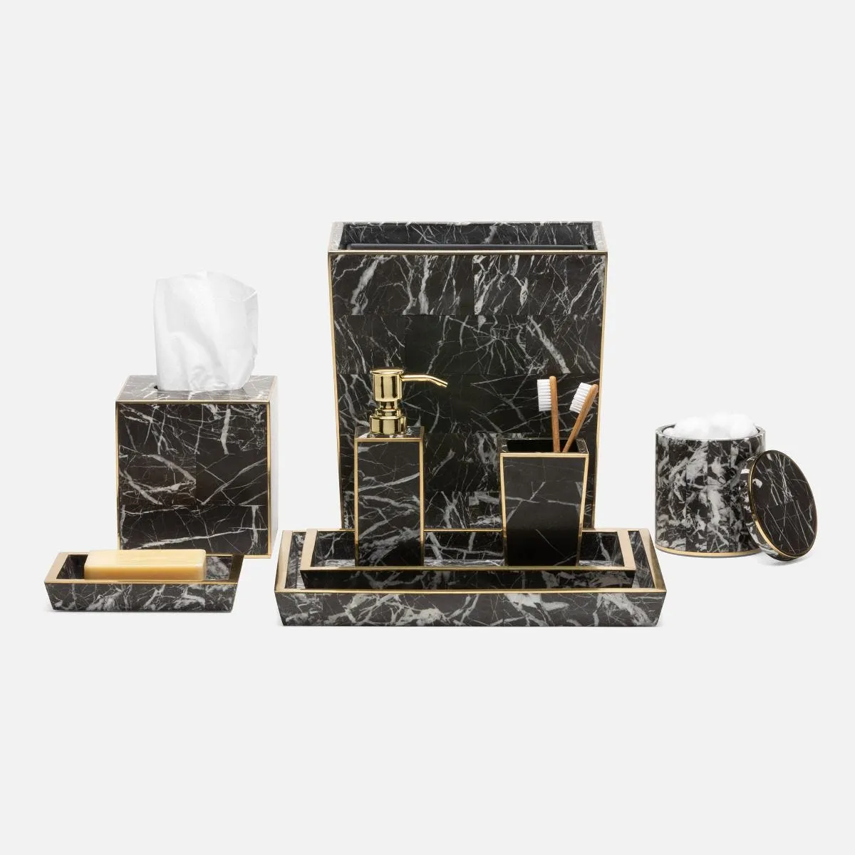 Rhodes Toothbrush Holder Nero Marble and Brass Metal