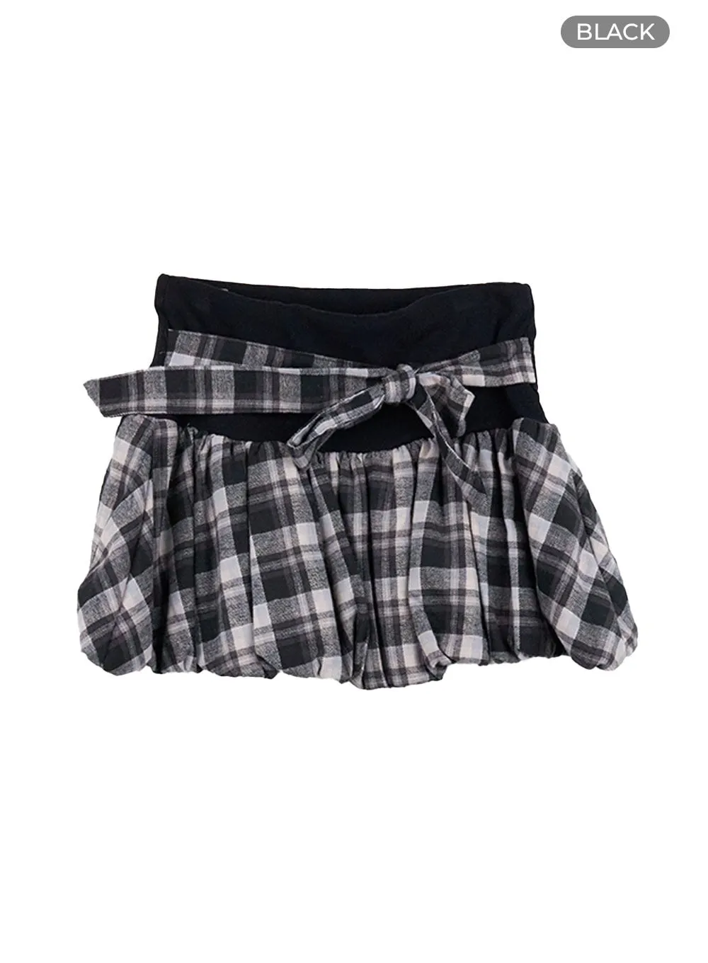 Ribbon Detailed Check Mini Skirt CO418